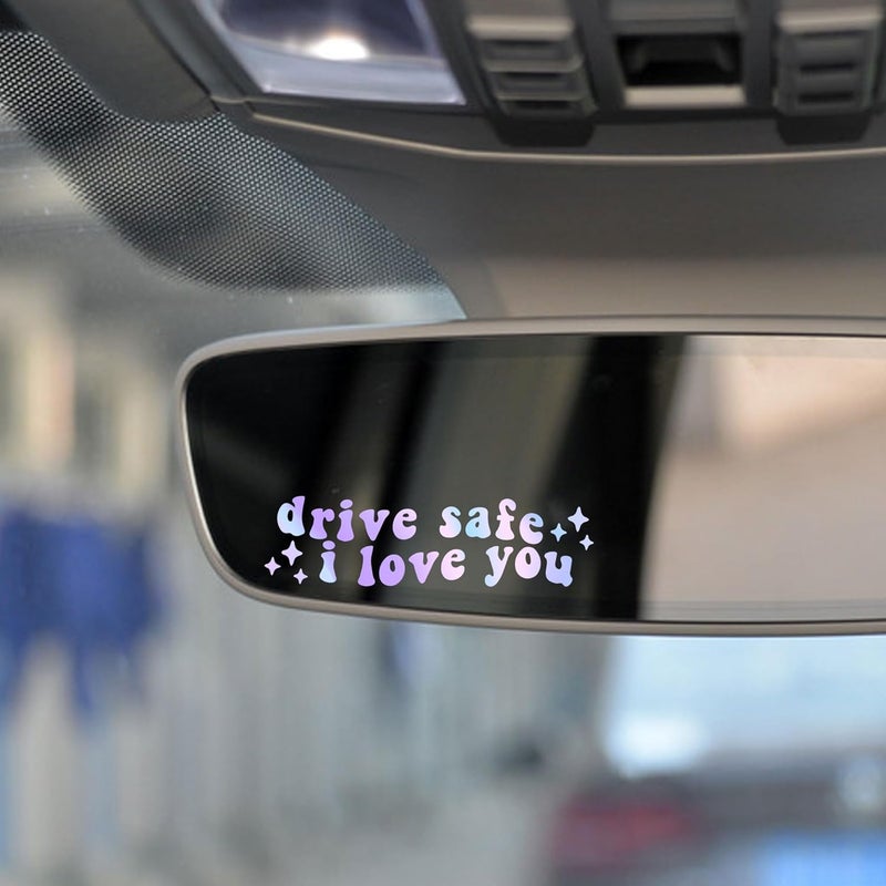 OFlyDesigns 2 x Drive Safe I Love You Rearview Decal Vinyl Decal Mirror Decals Rear View Mirror Sticker Side Mirror Car Window Sticker Gift for Her Gift for him - Image 2